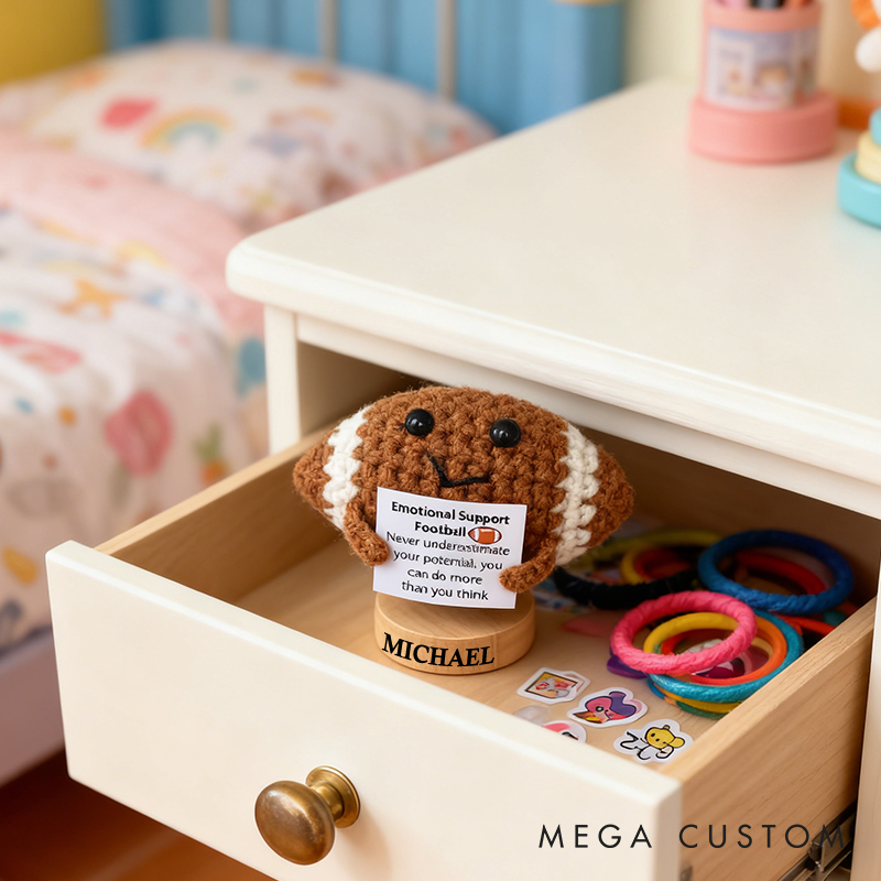 Personalized Emotional Support Football Toy with Custom Name Cheer Up Gifts For Football Team Players 