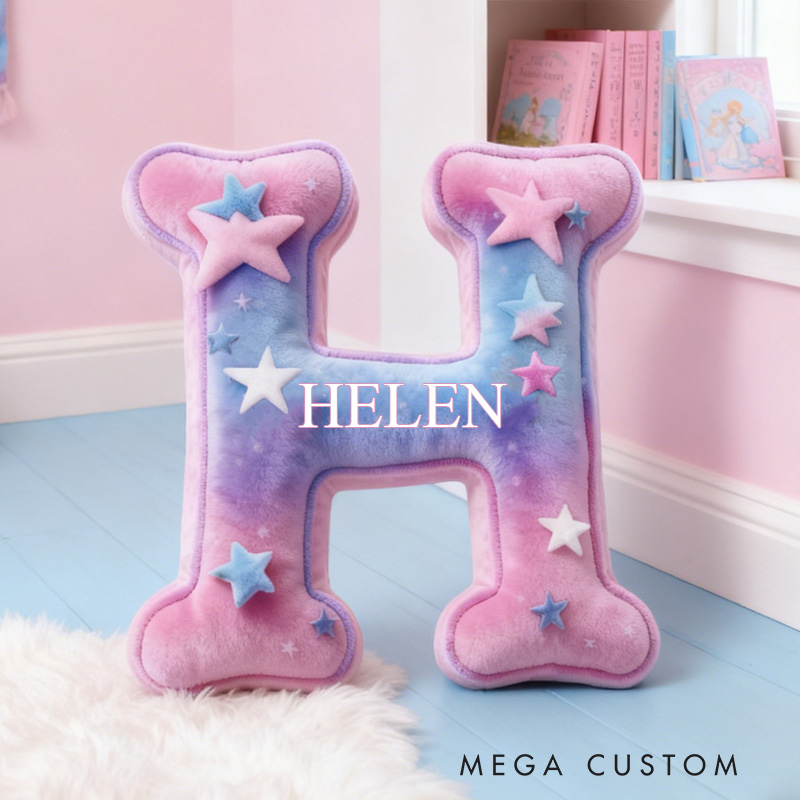Personalized Star Cookie Alphabet Throw Pillow Dessert Letter Pillow with Name for Kids Girl Boy Baker Christmas Gifts Loving Room Decor