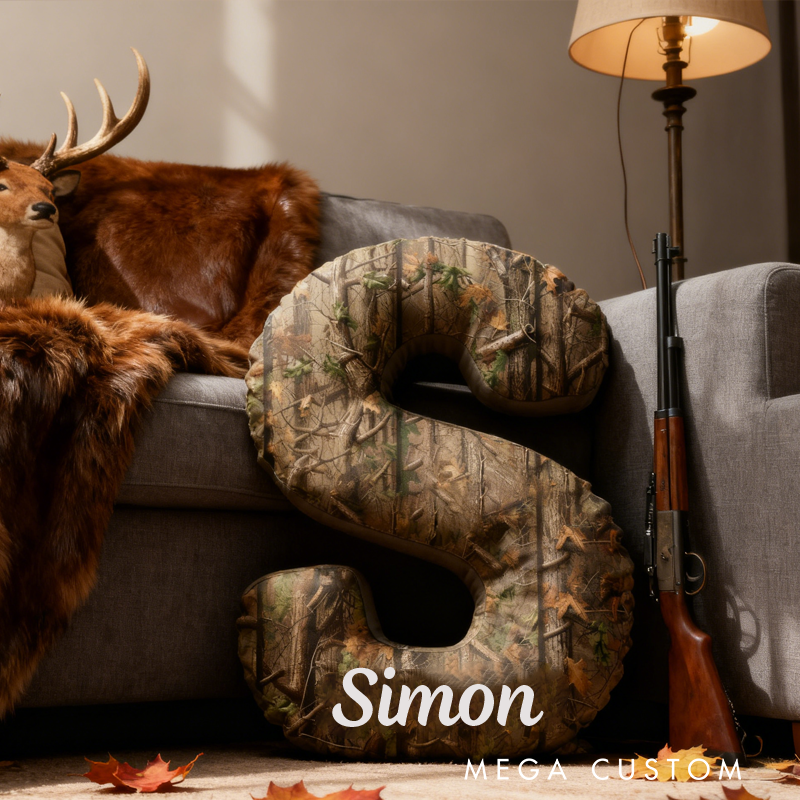 Personalized Hunting Camouflage Pillow Forest Background Pillow Hunting Camo Pillow Deer Hunting Lover Gift