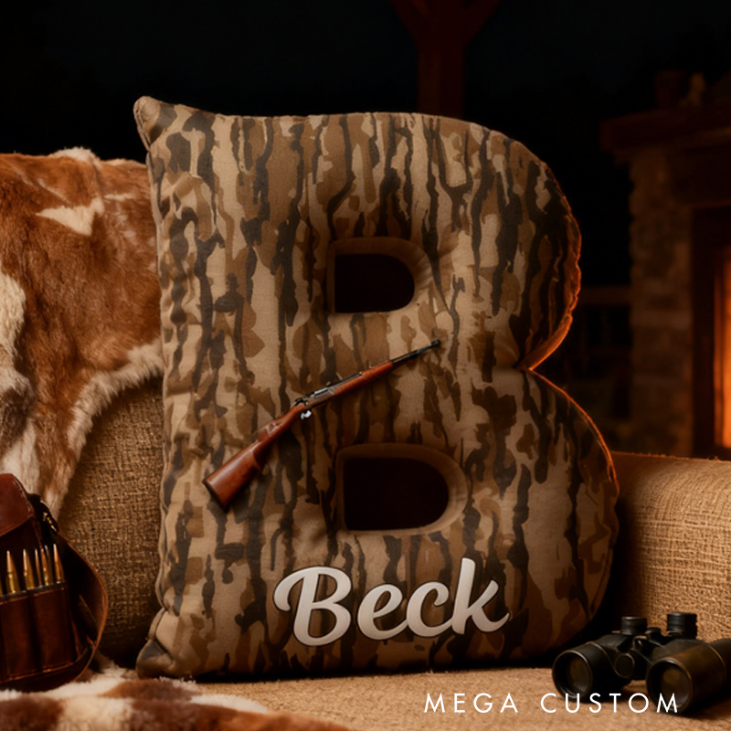 Personalized Custom Camouflage Letter Pillow Woods Camouflage Pillow Duck Hunting Lover Pillow Gift for Outdoor Hunting Enthusiasts
