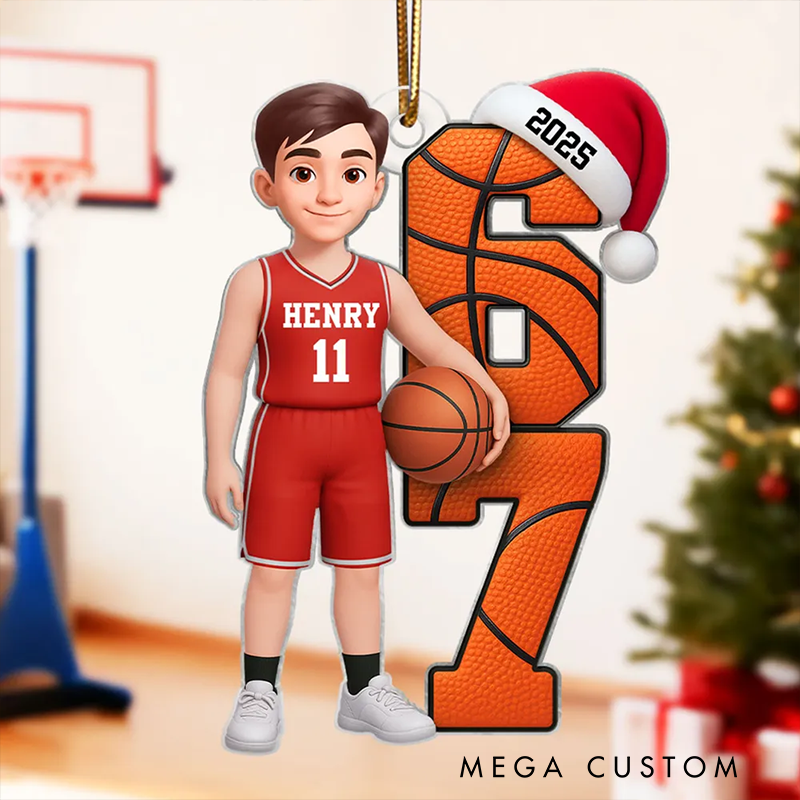 Personalized Basketball Christmas Ornament Highlight Your Name Number and Holiday Spirit