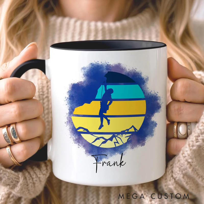 Personalised Climbing Mug Custom Name Gift for Climbers Rock Climbing Mug Outdoor Adventure Mug Mountain Lover Mug Climber Gift