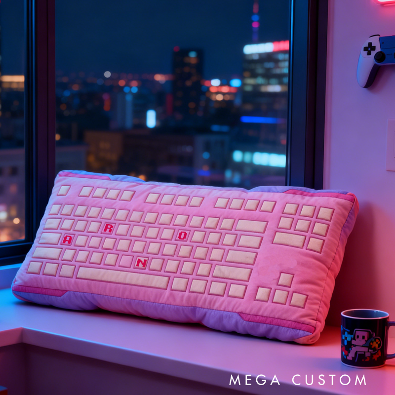 Personalized Novelty Keyboard Pillow for Gamers Custom Game Lovers Pillow Geek Nerd Gift