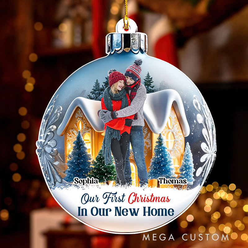 Personalized Acrylic Ornament Our First Christmas In Our New Home Ornament Housewarming Christmas Gift for Couple Family