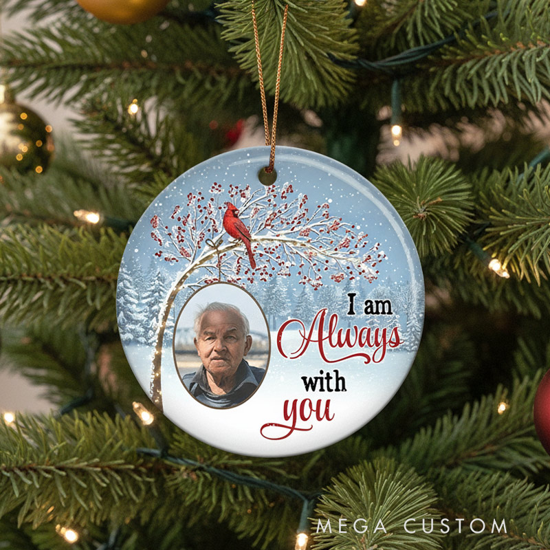 Personalized Photo Memorial Ornament Berry Tree Cardinal Ornament Sympathy Christmas Gift for Loss of Loved Ones