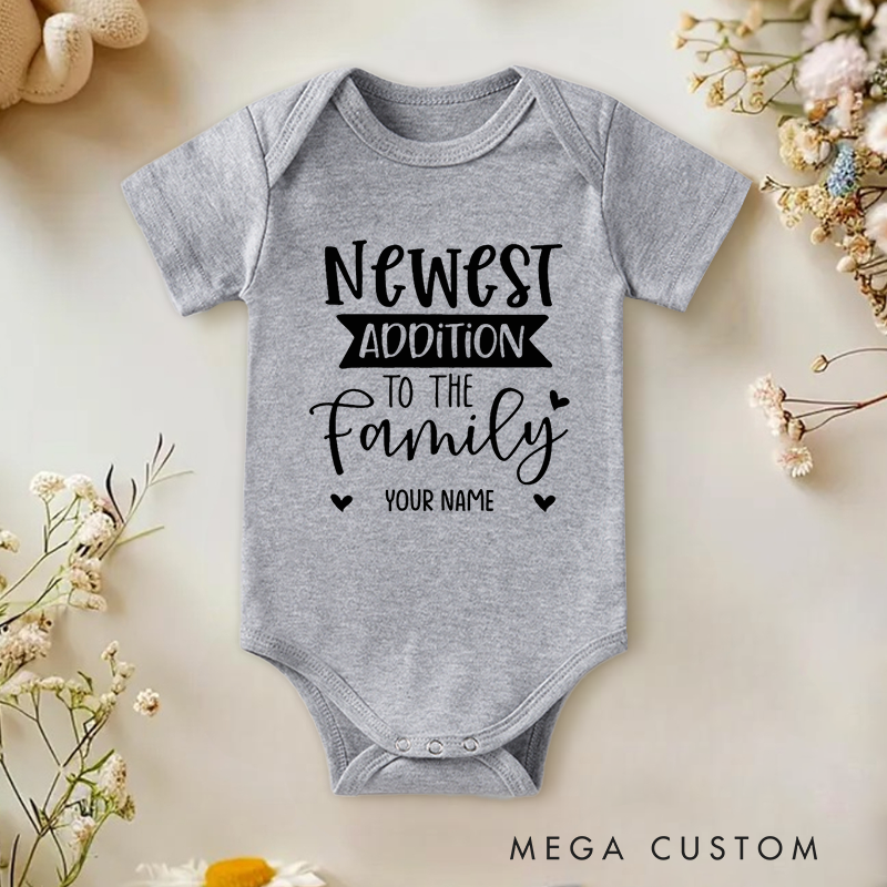 Personalized Newest Addition to the Family Celebrating the Arrival of a Precious New Family Member Baby Onesie