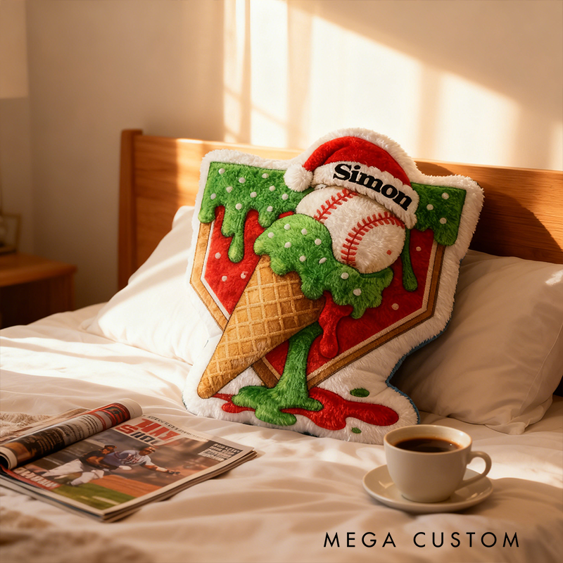 Personalized Baseball Christmas Pillow Add Festive Fun and Your Name to the Holidays