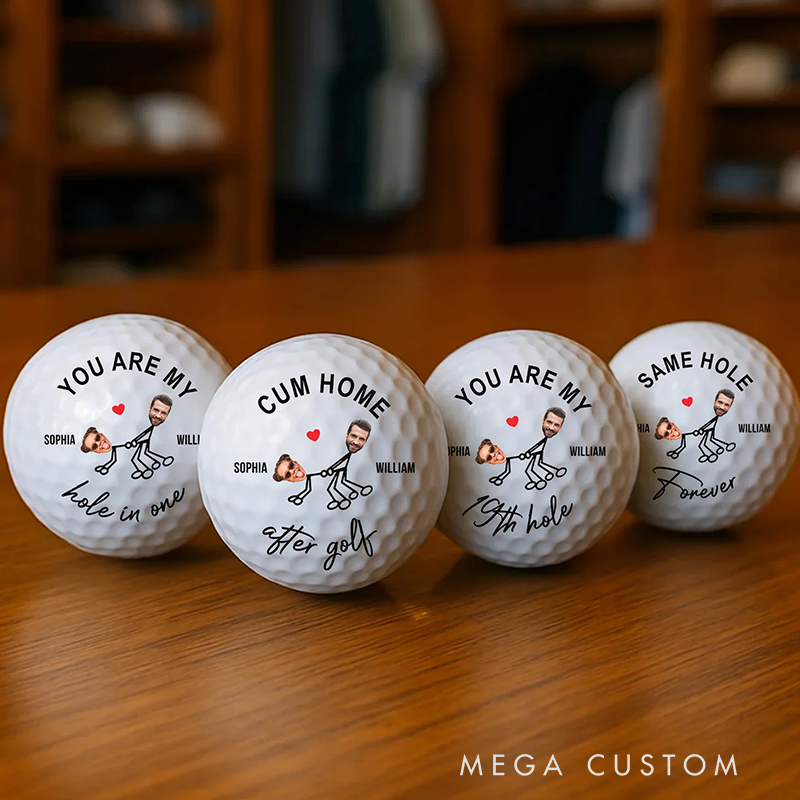 Personalized Romantic Golf Ball Featuring Couple's Names and Fun Graphic Gift For Golfer, Couple Gifts
