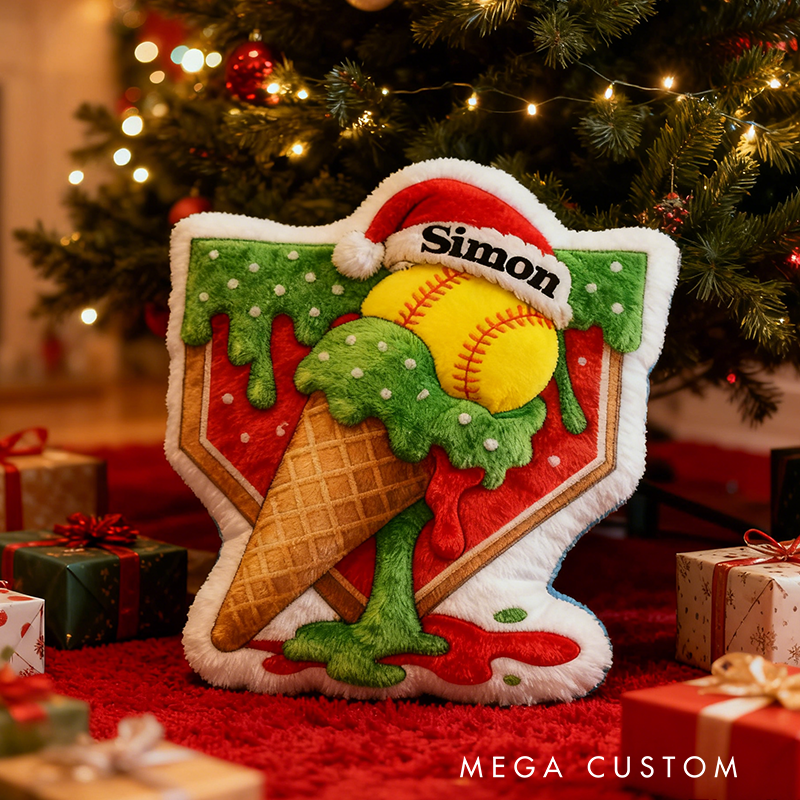Personalized Softball Christmas Pillow Add a Festive Twist to Your Love for Softball
