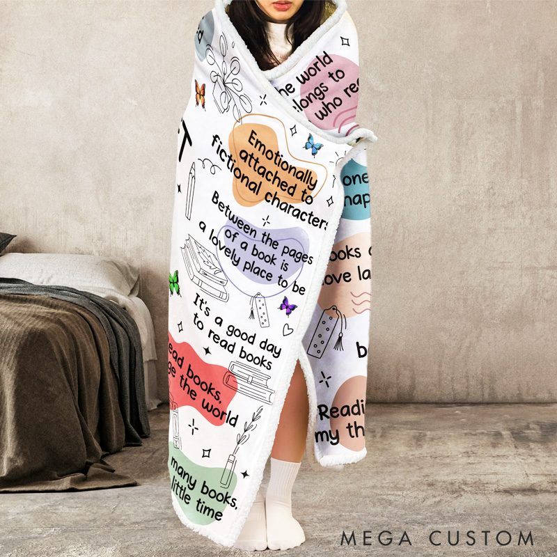 Personalized Flower Book Lovers, Books Quotes - Personalized Wearable Blanket Hoodie Birthday Gift for Book Lovers