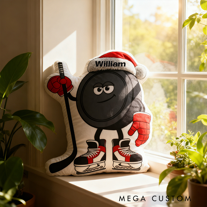 Personalized Ice Hockey Christmas Pillow Bring Holiday Cheer to the Ice with This Festive Design