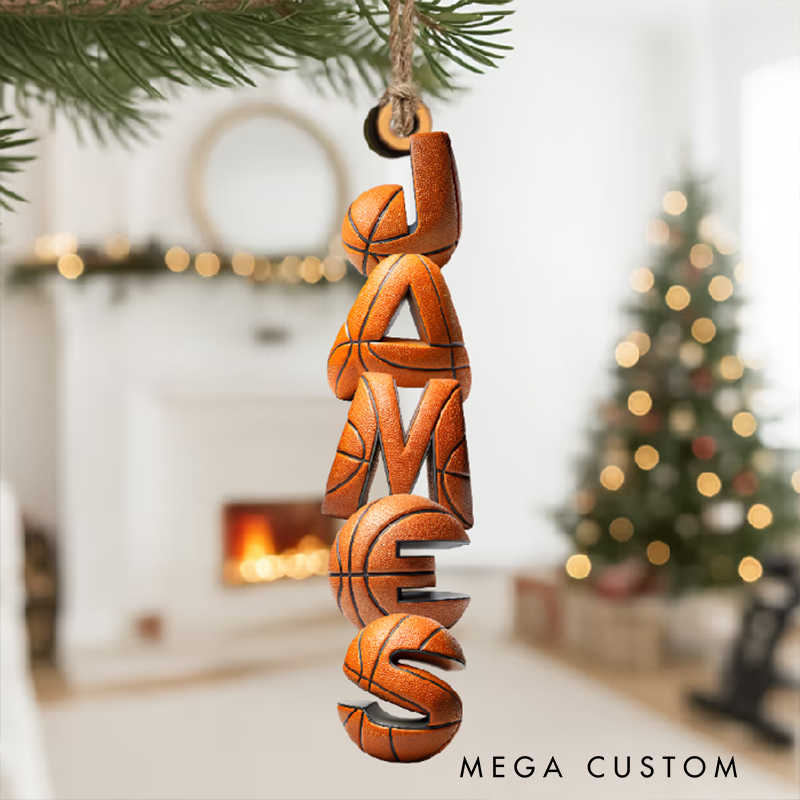 Personalized Basketball Name Ornament Slam Dunk Your Holiday Decor with a Unique Touch