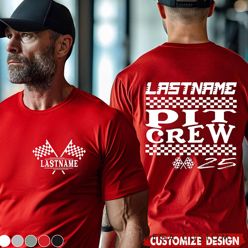 Personalized Racing Pit Crew Shirt Custom Name Team Tee Gift for Racers and Racing Lovers
