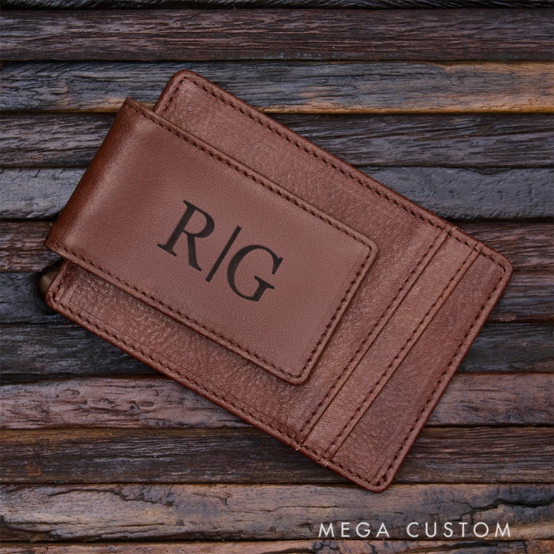 Personalized Leather Money Clip Wallet Custom Money Clip with Name Engraved Money Clip for Men Groomsmen Money Clip Wedding Gift