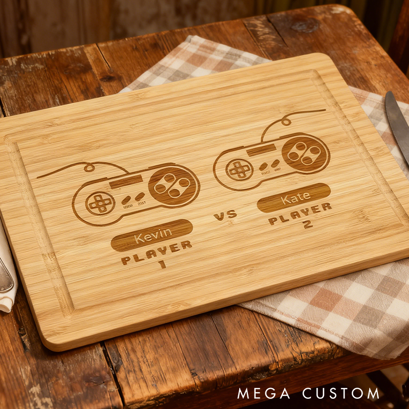 Personalized Gamer Couples Cutting Board Gamer Couples Home Gift for Anniversary Gift for Couples Game Lover