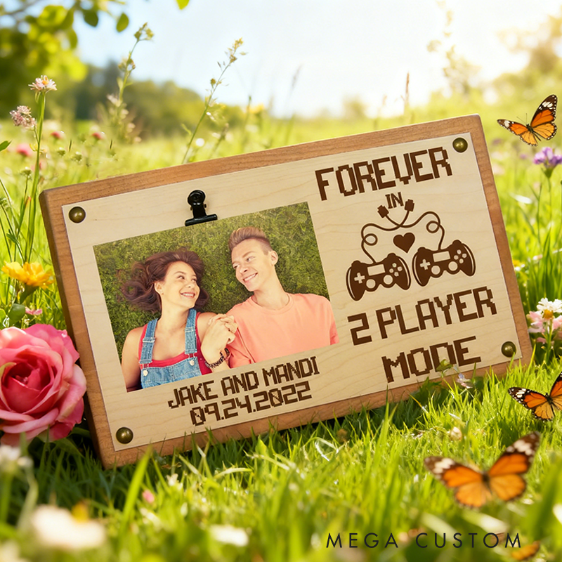 Personalized Gaming Anniversary Gift Forever in 2 Player Mode Picture Frame Custom Gamer Couple Gift Wedding Gift Geek Engagement Gift
