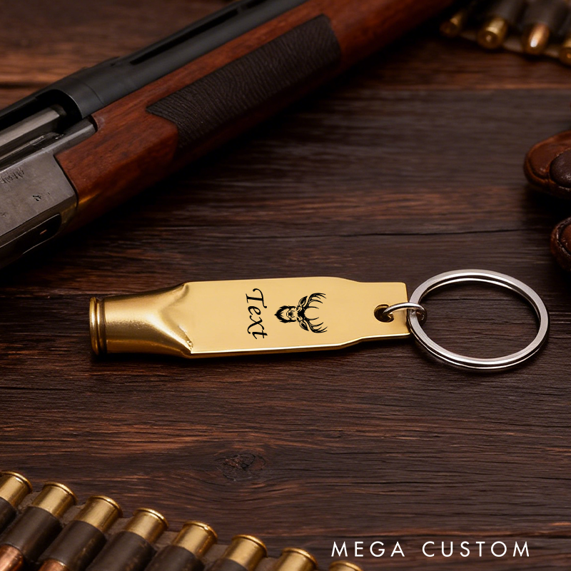 Personalized Bullet Casing Keychain Custom Hunting Keychain Gift for Men Hunting Lover