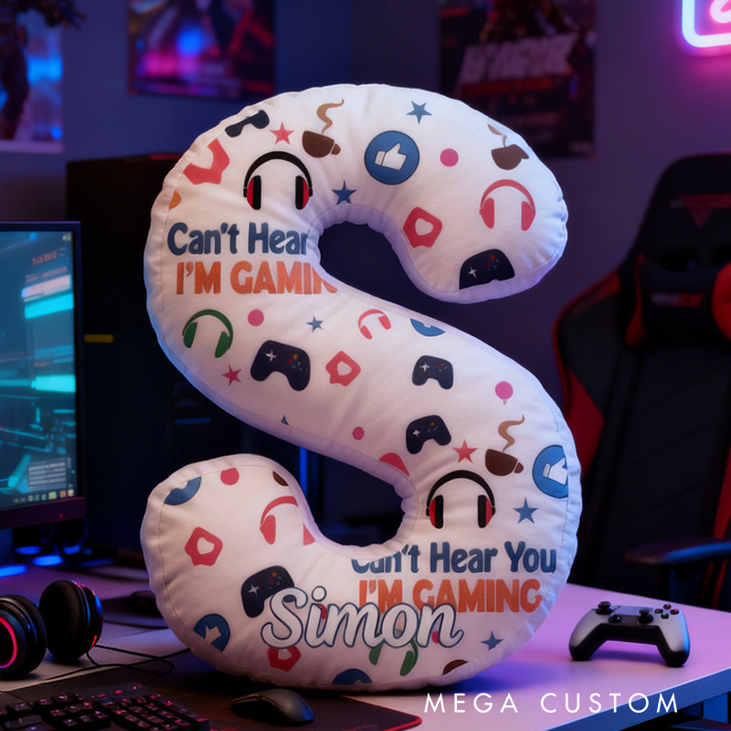 Personalized Gamer Cushion Pillow Custom Game Room Decor Game Letter Pillow Gift for Game Geek Lover