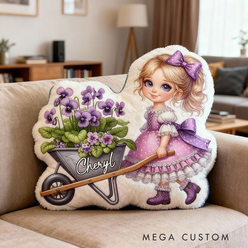 Personalized Name Pillow with Flowers Design Beautiful Gift for Kids Gardening Lovers Gift