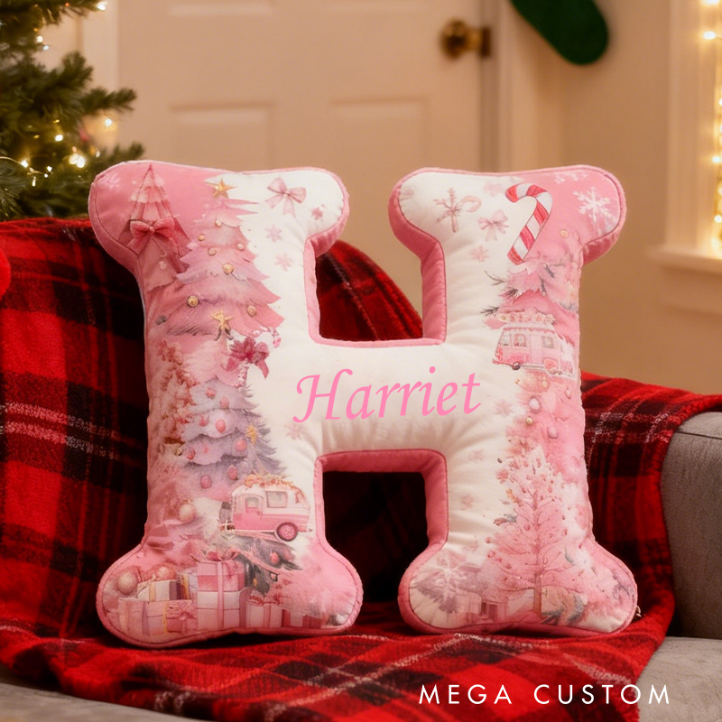 Personalized Flower Camping Theme Initial Pillow Custom Outdoor  camping lover Letters Pillow Christmas Gift for Camping enthusiasts