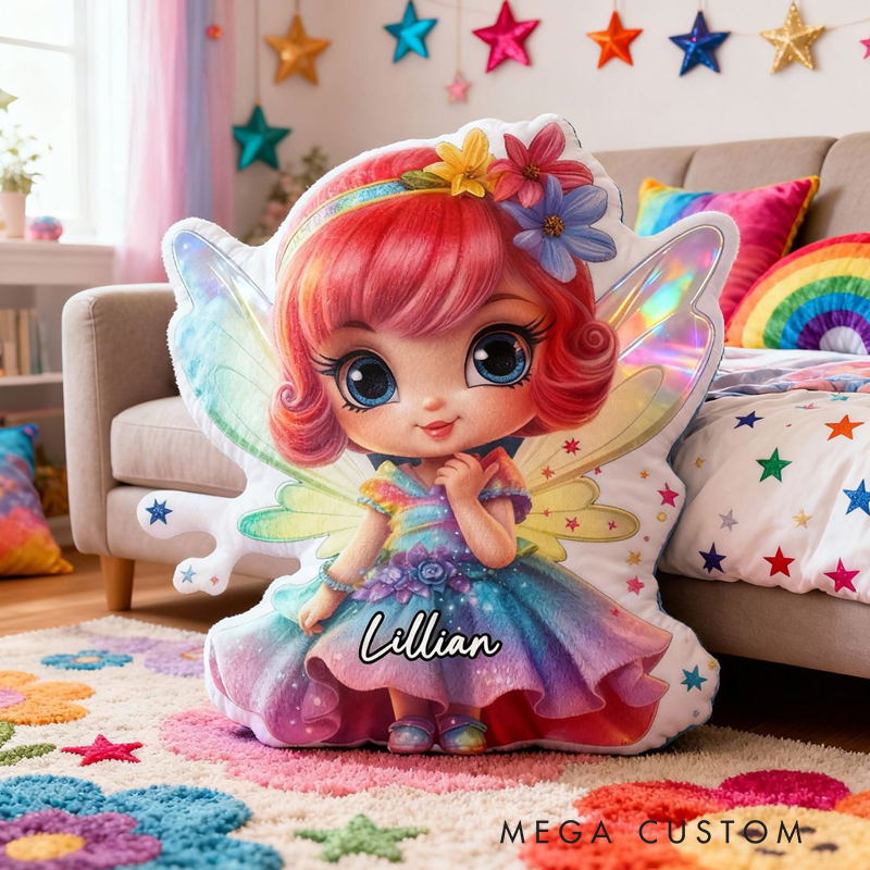 Personalized Red-Haired Elf with Name Graphic 3D Print Pillow Christmas Gift for Kids or Baby Birthday Gift