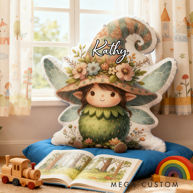 Personalized Fun Girl Pillow Introvert Fairy Gnome Pillow  with Name for Kids Gardening Lovers Gift