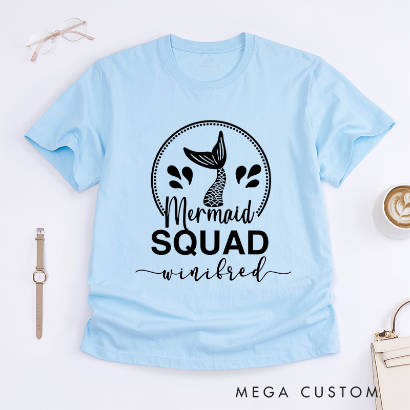 Personalized Mermaid Classic T-Shirts Funny Mermaid Tee Trendy Shirt Customized Name Shirt Gift For Ocean Enthusiasts