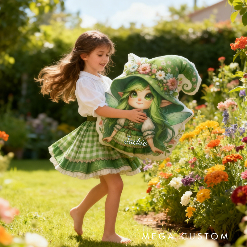 Personalized Cute Garden Fairy Throw Pillow Garden Lover Pillow with Name for Kids Girl Boy Gardener Christmas Gifts Loving Room Decor