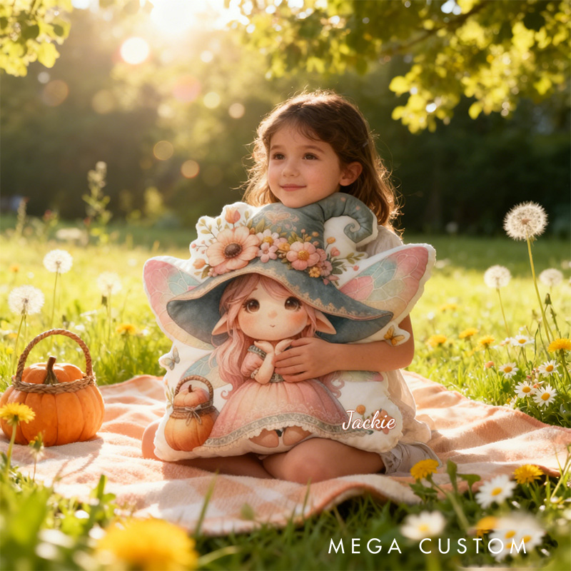 Personalized Cute Garden Fairy Throw Pillow Fairy Pillow with Name for Kids Girl Boy Gardener Christmas Gifts Loving Room Decor
