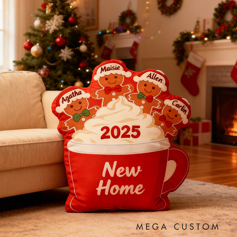 Personalized Gingerbread Family Christmas Pillow for New Home Gift  Housewarming Gift 