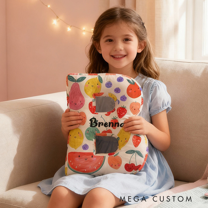 Personalized Fruit Letter Pillow Custom Name Cute Pillow Gift for Children Gardening Lovers Gift 