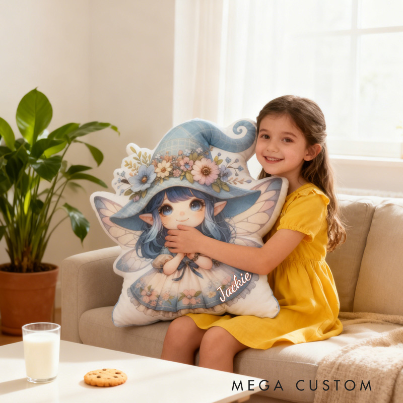 Personalized Garden Fairy Throw Pillow Cute Fairy Pillow with Name for Kids Girl Boy Gardener Christmas Gifts Loving Room Decor