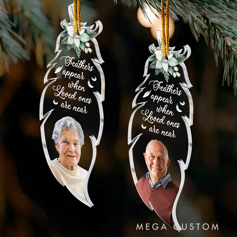 Personalized Acrylic Ornament Feathers Appear When Loved Ones Are Near Sympathy Gift for Loss of Loved Ones