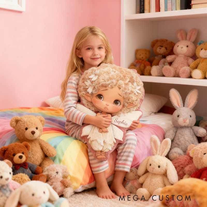 Personalized Princess Fairy Throw Pillow Garden Fairy Pillow with Name Little Girl Fairies Pillow for Kids Girl Boy Gardener Christmas Gifts Loving Room Decor