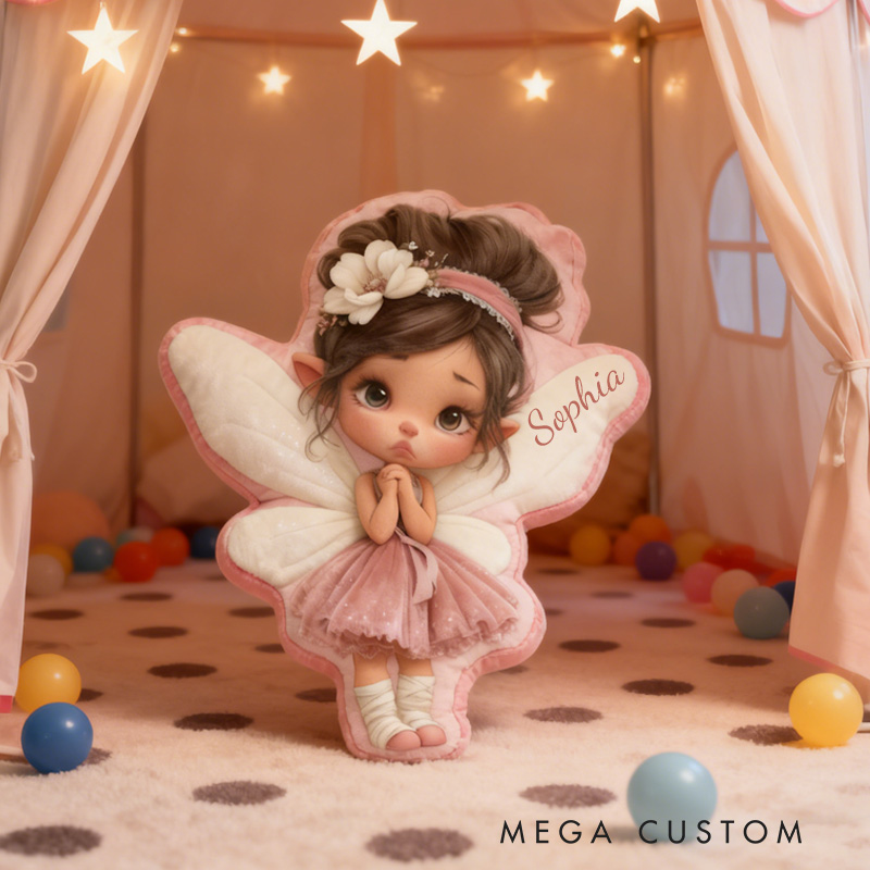 Personalized Princess Fairy Throw Pillow Cute Fairy Pillow with Name Little Girl Fairies Pillow for Kids Girl Boy Gardener Christmas Gifts Loving Room Decor