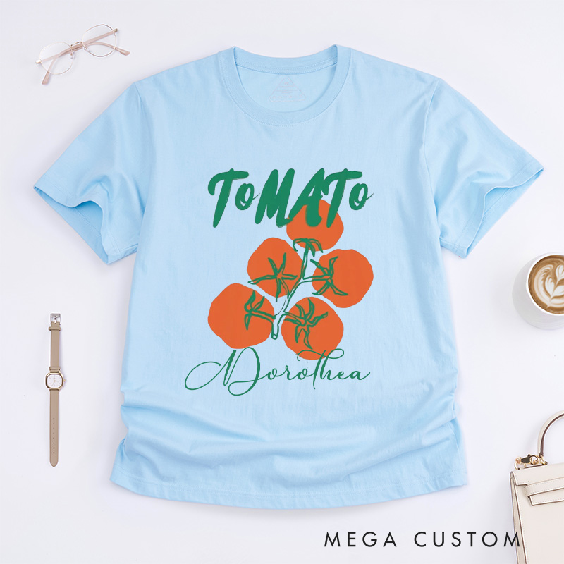 Personalized Tomato Classic T-Shirts Gardener Lover Shirt with Name Farmers Market Tee Gardening Shirt Garden Gift for Gardener Gift