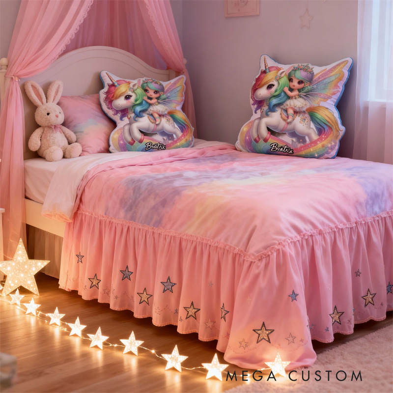 Personalized Dream Horse and Fairy Throw Pillow Cute Fairy Pillow with Name Little Girl Fairies Pillow for Kids Girl Boy Gardener Christmas Gifts Loving Room Decor