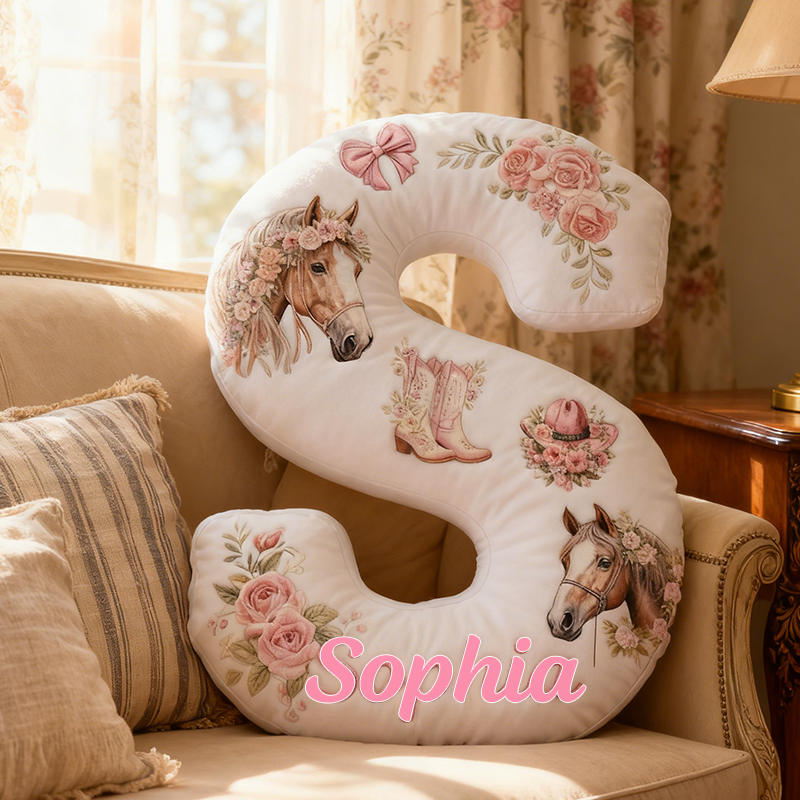 Personalized Floral Cute Western Cushion Pillow Coquette Cowgirl Pillow Gift for Kid Outdoor Adventure Enthusiasts