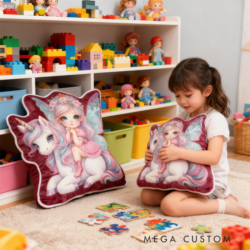 Personalized Dream Horse Throw Pillow Graphic 3D Print Fairy Pillow with Name Fairies Pillow for Kids Girl Boy Gardener Christmas Gifts Loving Room Decor