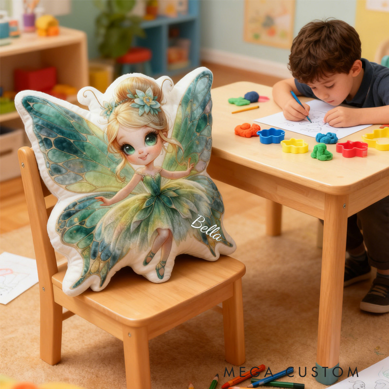 Personalized Butterfly Fairy Throw Pillow Graphic 3D Print Garden Fairy Pillow with Name Pillow for Kids Girl Boy Gardener Christmas Gifts Loving Room Decor