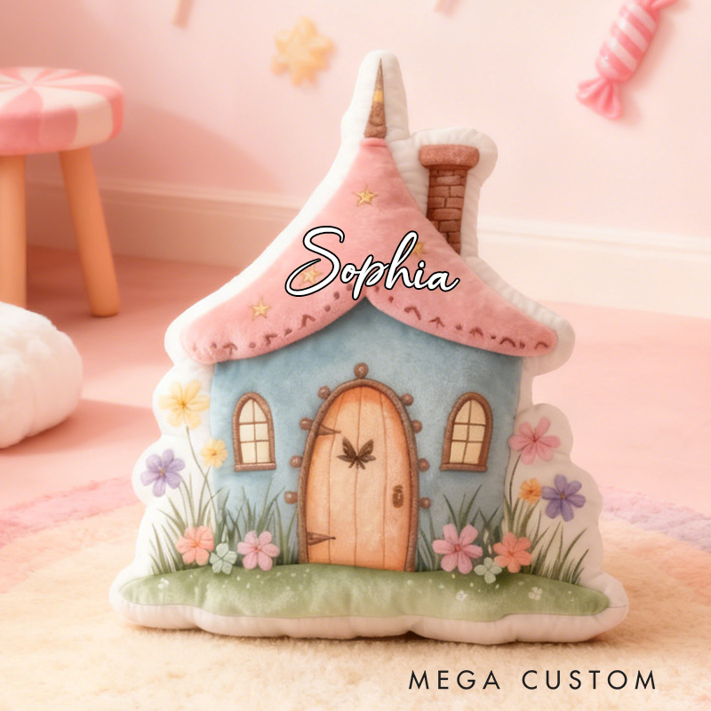 Personalized Fairy House Pillow Graphic 3D Print Custom Name Cottagecore Pillow Gift for Girls Famlily Housewarming Gift Cozy Home Decor