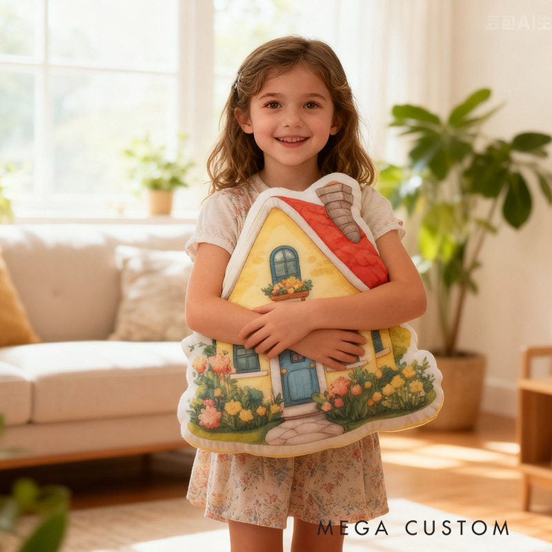 Personalized Cute Cottage House Pillow Graphic 3D Print Custom Name Pillow Gift for Girls Famlily Housewarming Gift Cozy Home Decor