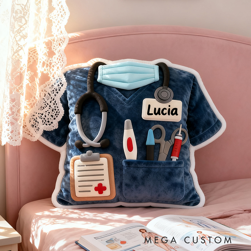Personalized Nurse Uniform Pillow Custom Name Shaped Plush Appreciation Gift for Nurses