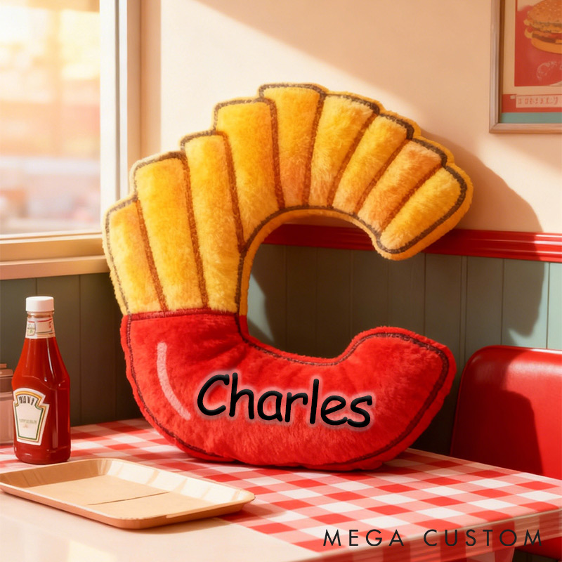 Personalized Crispy Letter Fry Initial Pillow Graphic 3D Print Pillow with Name for Baker Loving Room Decor