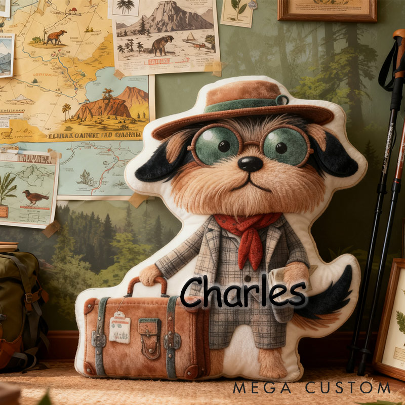 Personalized Traveler Pup Pillow with Custom Name Graphic 3D Print Pillow for Travel Lovers