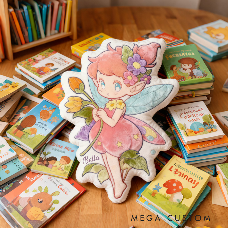 Personalized Flower Fairy Throw Pillow Graphic 3D Print Garden Fairy Pillow with Name Pillow for Kids Girl Gardener Christmas Gifts Loving Room Decor