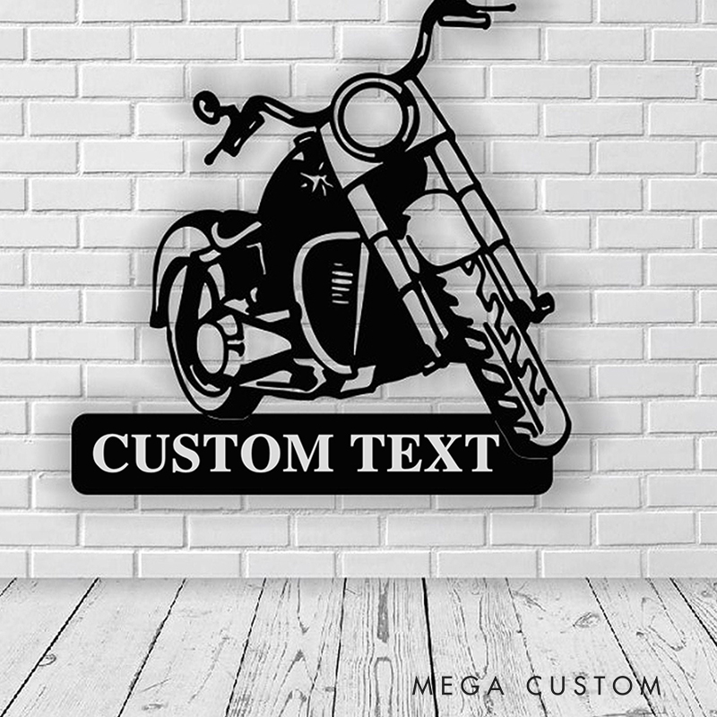 Personalized Motorcycle Metal Wall Art Custom Text Garage Decor for Biker Lovers and Motorcycle Enthusiasts