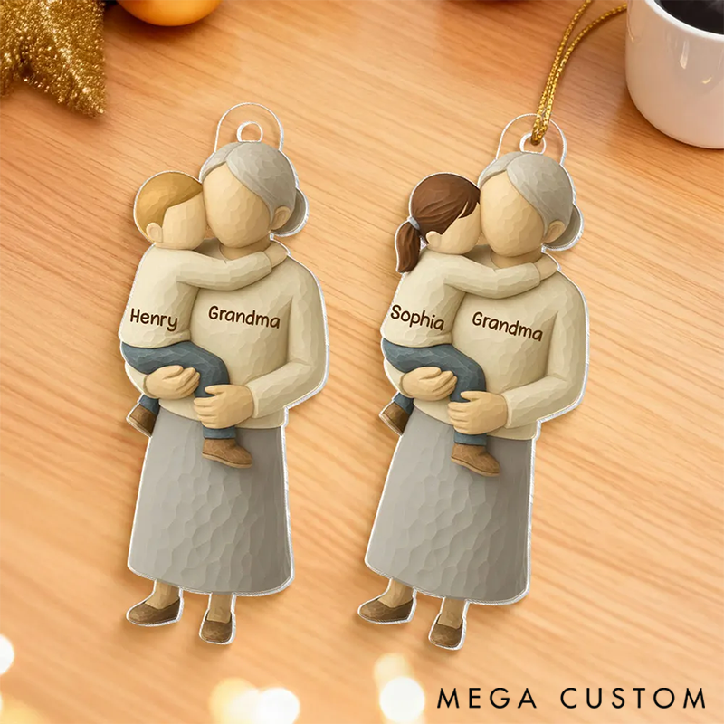 Personalized Grandpa Hugging Grandkid Ornaments Heartwarming Christmas Gift for Grandma