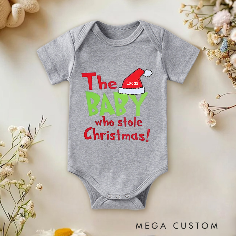 Personalized The Baby Who Stole Christmas Perfect for Celebrating Baby's First Christmas Baby Onesie