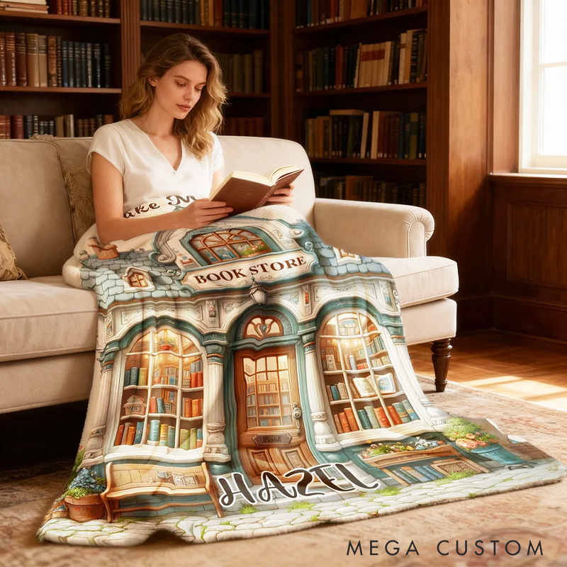 Personalized Take Me to Bookstore Soft Throw Blanket with Name Book Lover Blanket Reader Birthday Gift for Bookish Bookworm